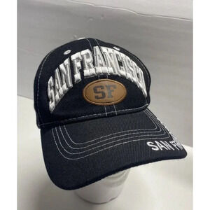 San Francisco Men's Strapback Hat Black White Embroidered Logo